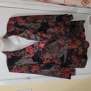 Vintage Blazer Jacket Womens rose print pockets lightweight